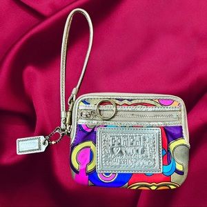 Coach Mini Wallet in Jewel Tone Signature Poppy Print